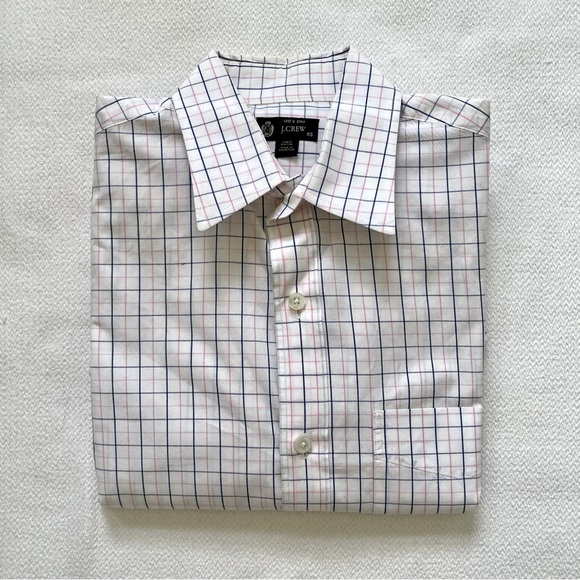 J.Crew 120’s 2-ply Blue and Pink Check Button Up Shirt - Picture 1 of 10